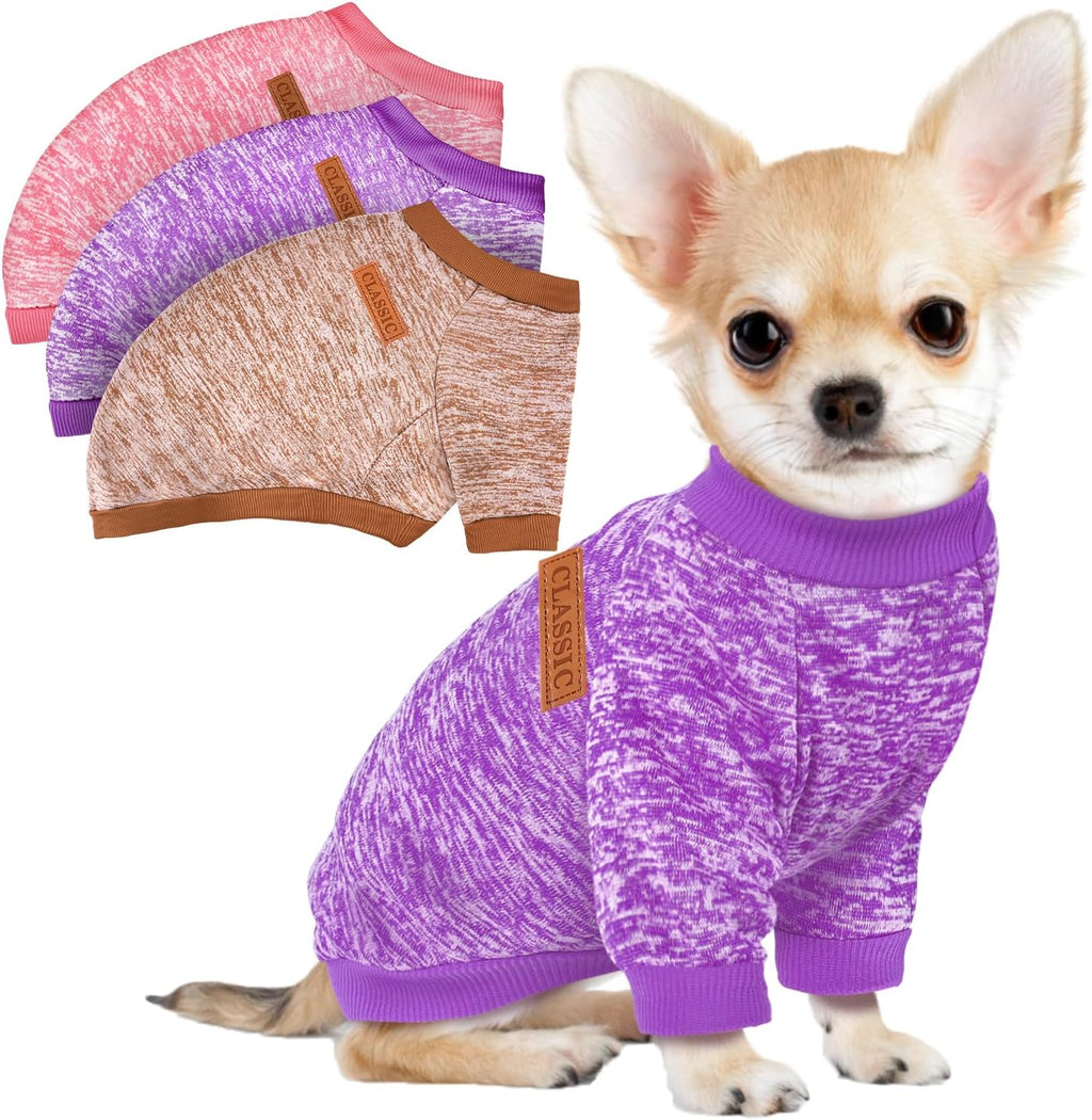 3 Pack Dog Sweaters for Small Dogs Girl Boy Winter Fleece Clothes Warm Soft Dog Sweatshirt Outfit for Dogs Cats Pet Apparel - Image 11