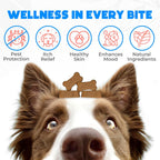 Natural flea and tick oral treatment soft chews for dogs side view showing ingredients
