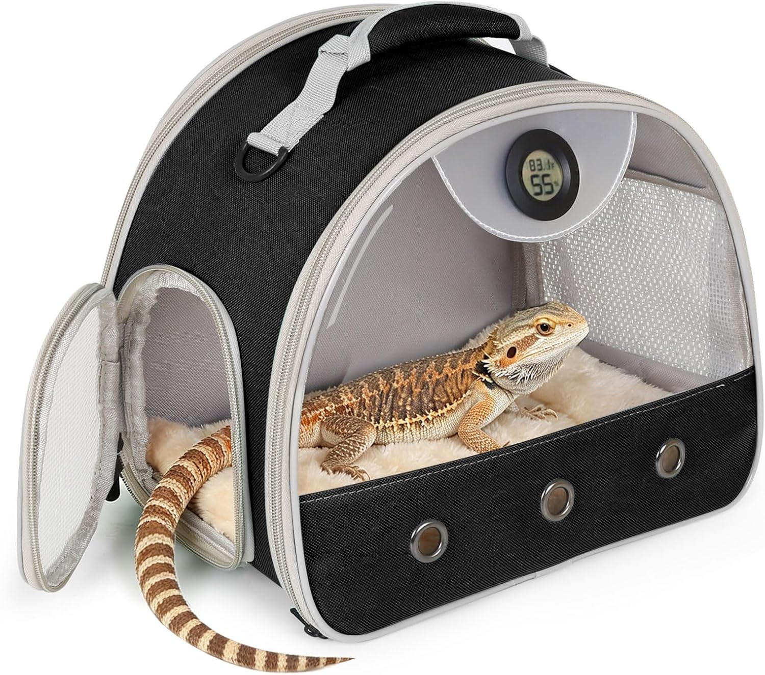 Bearded Dragon Travel Backpack Carrier with Reptile Thermometer and Humidity Gauge Lizard Travel Cage Space Capsule Clear Bubble Window Astronaut Reptile Bag for Ball Python (Pink, Carrier) - Image 10