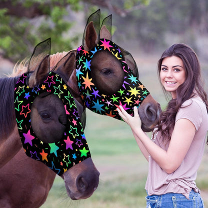 Weewooday 2 Pieces Horse Fly Masks for Horses Soft Fly Masks for Ears Smooth and Elasticity Mask with UV Protection(Tribal Grid Patterns,L) - Image 9