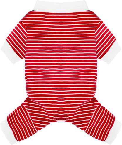 Paiaite Blue Striped Dog Pajamas: 4-Legged Cotton Stretchable Jumpsuit Pjs - Lightweight Cozy Puppy Onesie Clothes, Comfortable Pet Sleepwear for Hair Shedding Coverage M - Image 9
