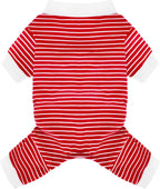 Paiaite Green Striped Dog Pajamas: 4-Legged Cotton Stretchable Jumpsuit Pjs - Lightweight Cozy Puppy Onesie Clothes, Comfortable Pet Sleepwear for Hair Shedding Coverage M - Image 9