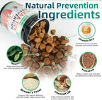 Back label of Carmelie oral flea supplement for dogs outlining weight-based feeding guidelines and dosage instructions