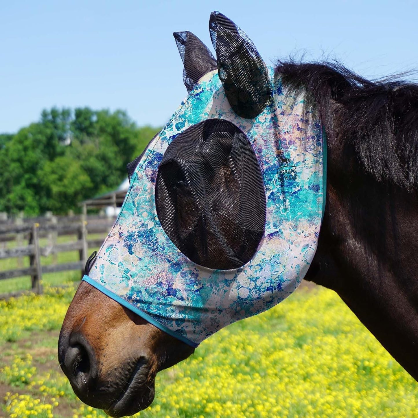 Stretchy elastic fabric texture of Harrison Howard horse mask