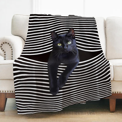 Levens Black Cat Blanket, Cozy Cats Blankets for Cat Lovers 60"x50" Soft Plush Black Cats Gifts, Gift for Animal Lovers, Distinctive Flannel Kitty Blanket for Vintage Botanical Cottage Home Decor - Image 10
