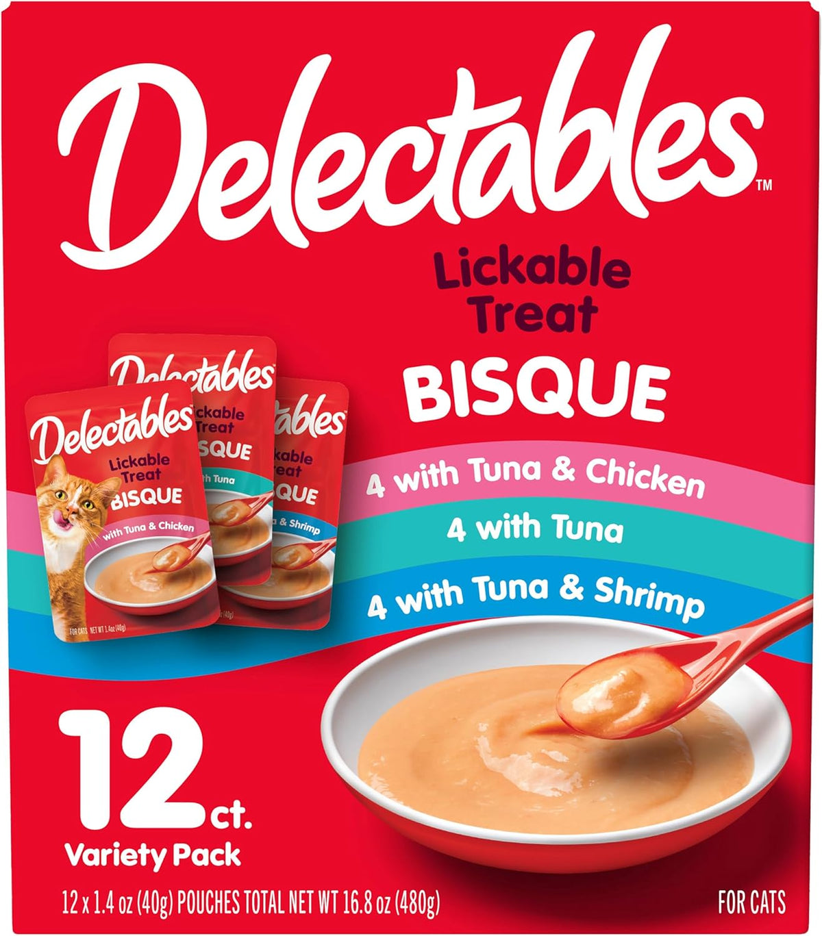 Delectables Lickable Treat Bisque Wet Cat Treat with Real Tuna & Salmon, Food Topper, Hydrating, Grain-Free, No Fillers, No By-Products, No Added Preservatives, 1.4oz Pouch, 12ct - Image 15