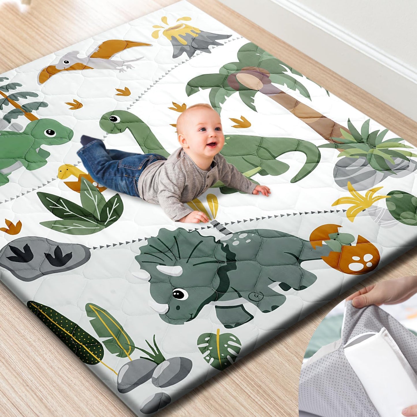 Tinyharbo Premium Foam Baby Play Mat front view for infant play