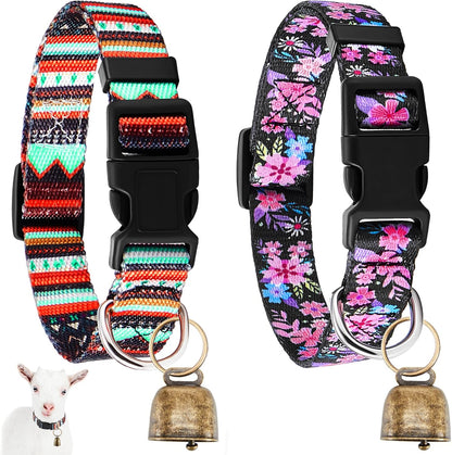 2 Pack Goat Collars with Bells, Sheep Grazing Copper Bells and Adjustable Nylon Collar Set Loud Bronze Bell Small Farm Animal Sheep Cow Accessories(Blue, White,Plaid Pattern) - Image 10