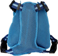 Loungefly Disney Stitch vegan leather pet vest showing the adjustable blue nylon straps and side buckles.