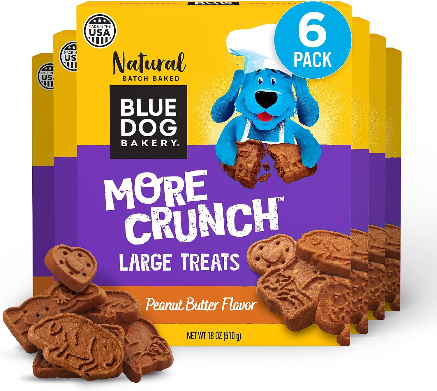 Blue Dog Bakery More Crunch Large Assorted Flavors, Dog Biscuits, Healthy Treats, All Natural, Bacon, Chicken, Cheese, Peanut, 43.2 oz (Pack of 1) - Image 13