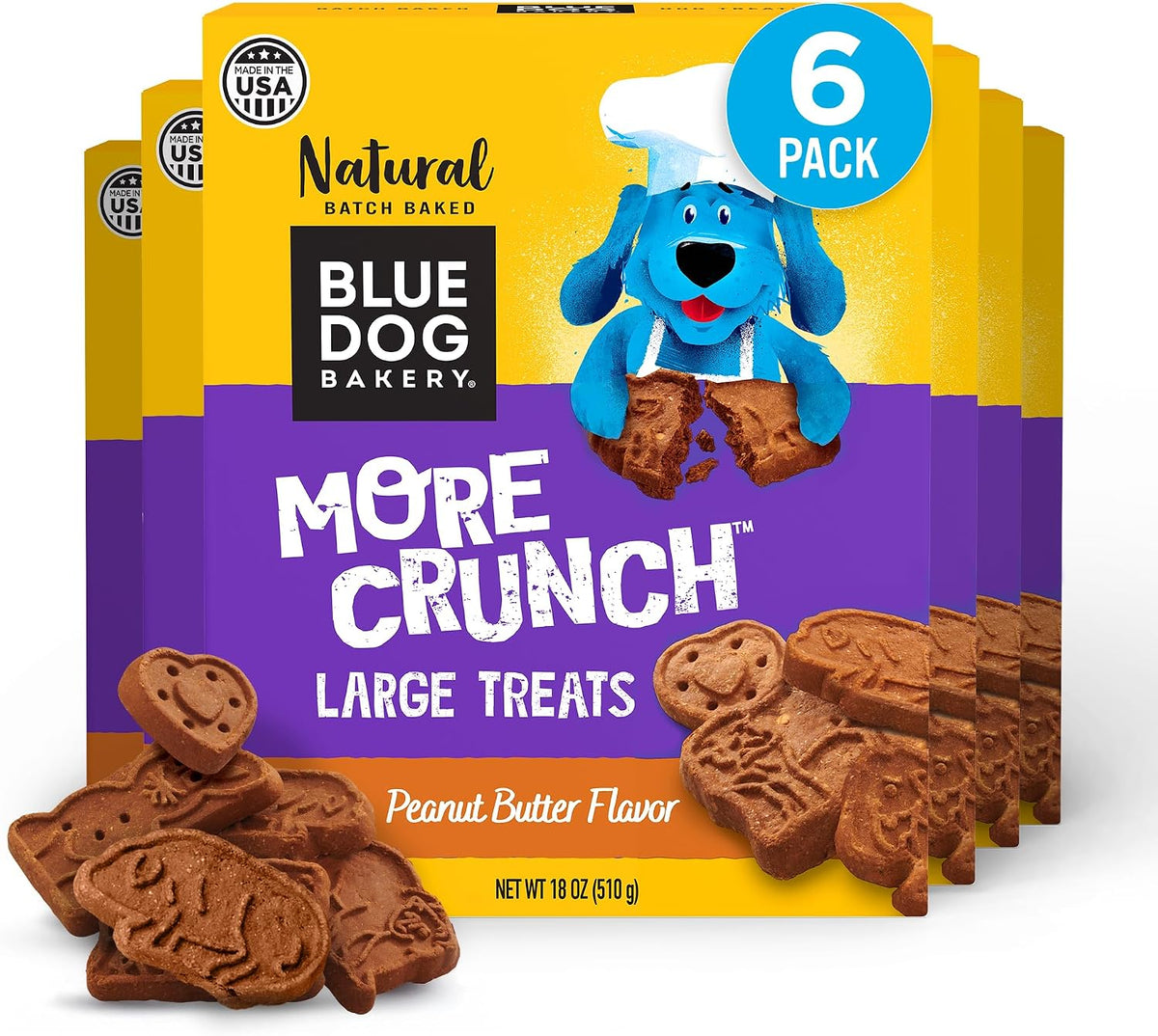 Blue Dog Bakery More Crunch Large Assorted Flavors, Dog Biscuits, Healthy Treats, All Natural, Bacon, Chicken, Cheese, Peanut, 43.2 oz (Pack of 1) - Image 13