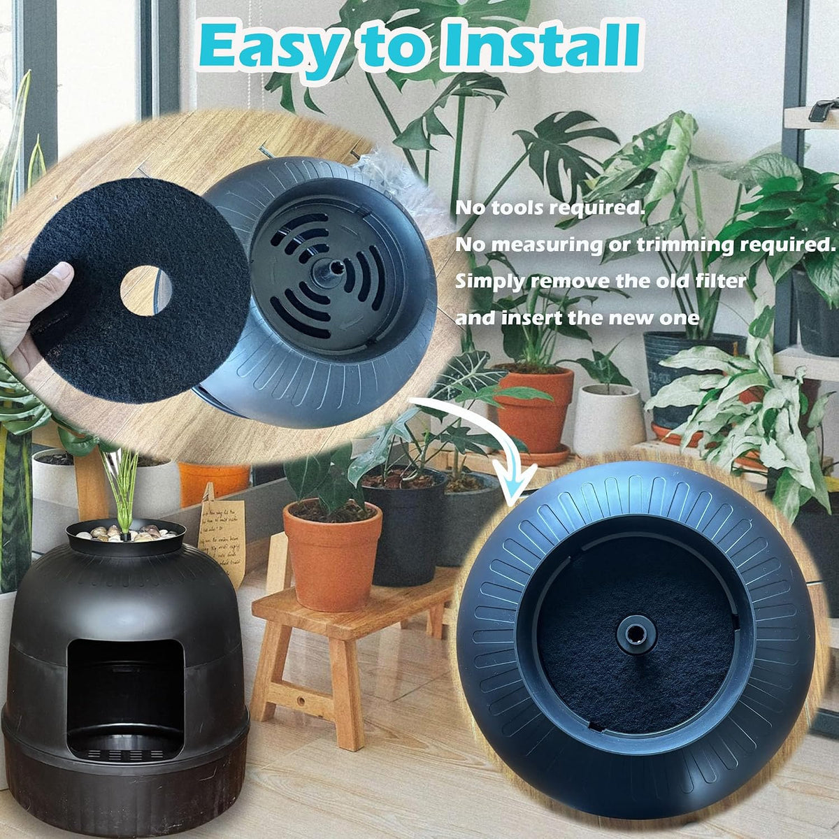 Individually sealed charcoal deodorizer filters for cat litter boxes pack layout
