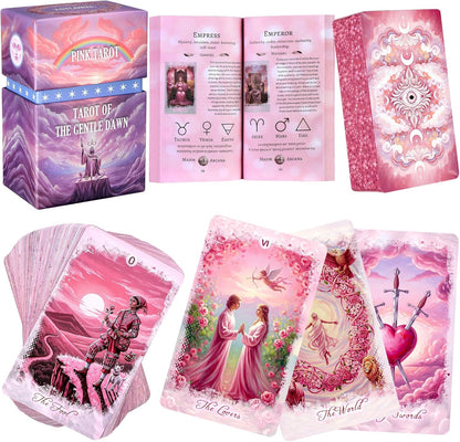 XSYLOHXL oil painting pink tarot cards front view showcasing the beautiful hand-gilded foil edge on premium cardstock.