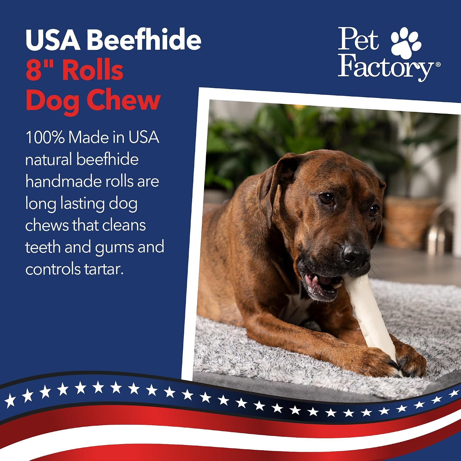 Pet Factory premium dog retriever rolls long lasting dental chews for medium dogs
