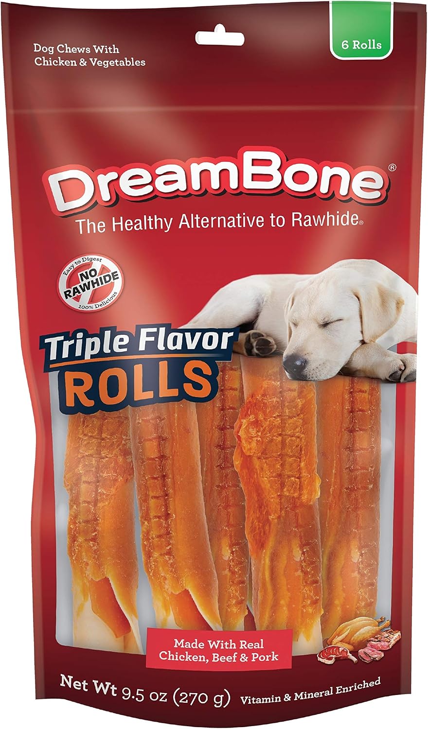 DreamBone Triple Flavor Twisties Dog Treats, Daily Rawhide-Free Chew, Digests Safely, with Real Protein, Beef, Pork, Chicken and Veggies, 25 Count - Image 11