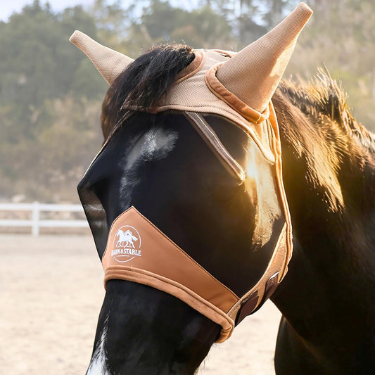 Barn and Stable fine mesh horse fly mask front view