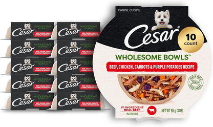 Cesar Wholesome Bowls Adult Wet Dog Food, Chicken, Recipe, Wet Food for Dogs, 3 Oz. Bowls, 10 Count - Image 11