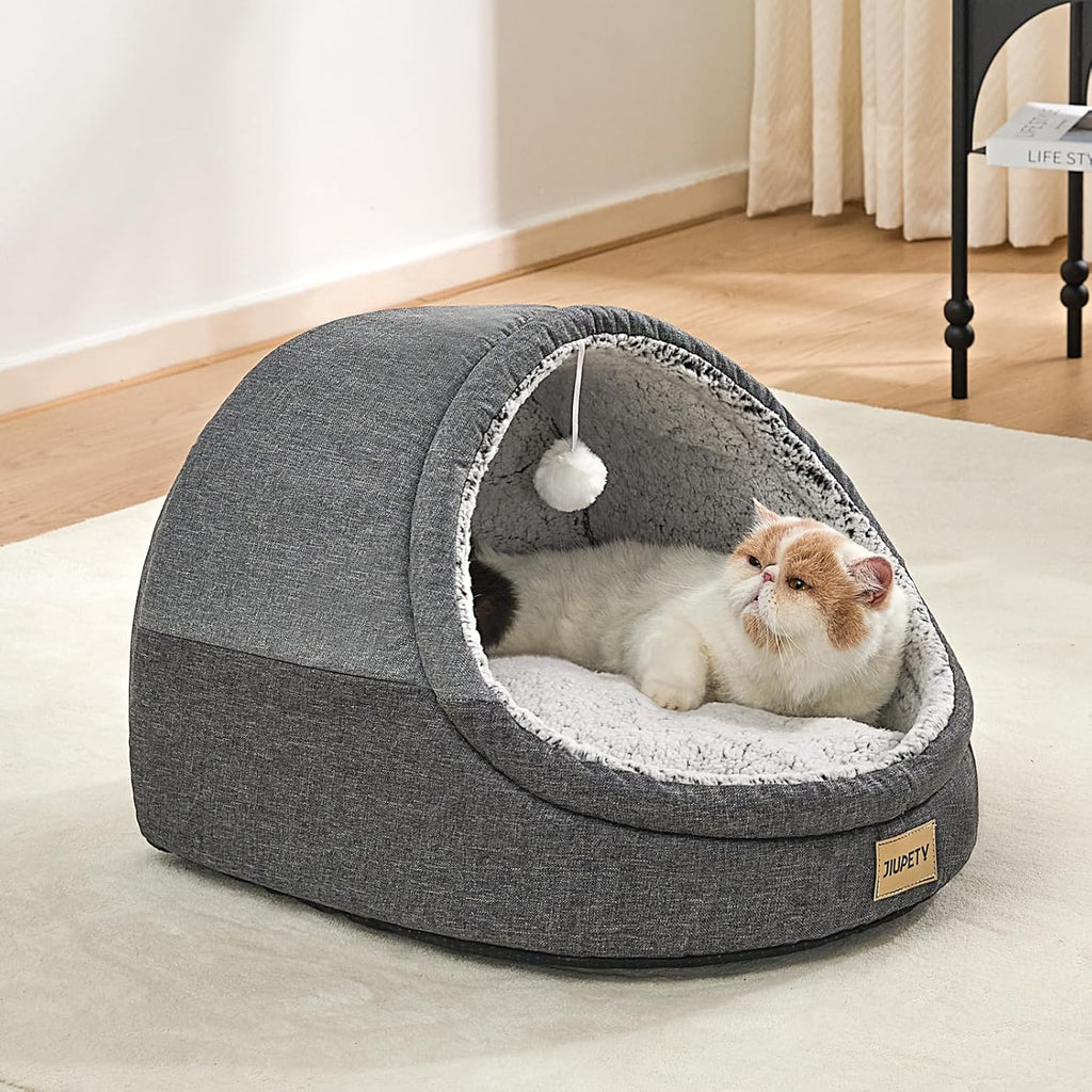 Side profile of Jiupety indoor cat hideaway bed