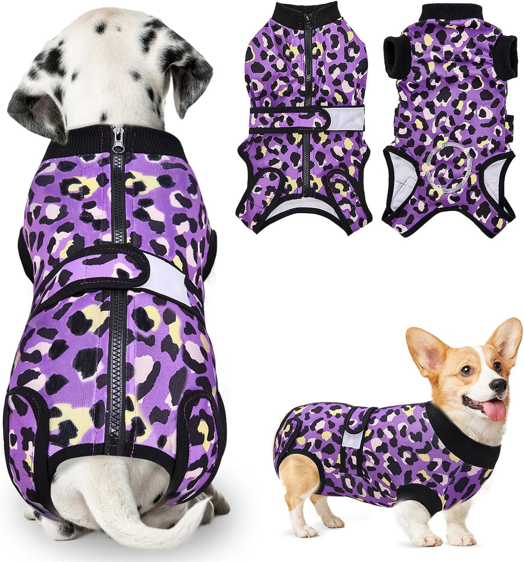 SlowTon Recovery Suit for Dogs - Dog Surgery Suit Female Spay Male Neuter, Dog Surgery Recovery Suit with Zipper, Pet Surgical Onesies Bodysuit Abdominal Wound Bandages (Pink Leopard, S) - Image 10