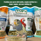 TOP's parrot food large hookbill pellets bag side profile