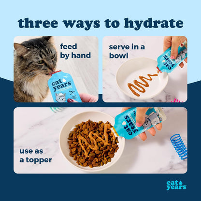 Authentic Cat Years high protein low calorie lickable snack packaging