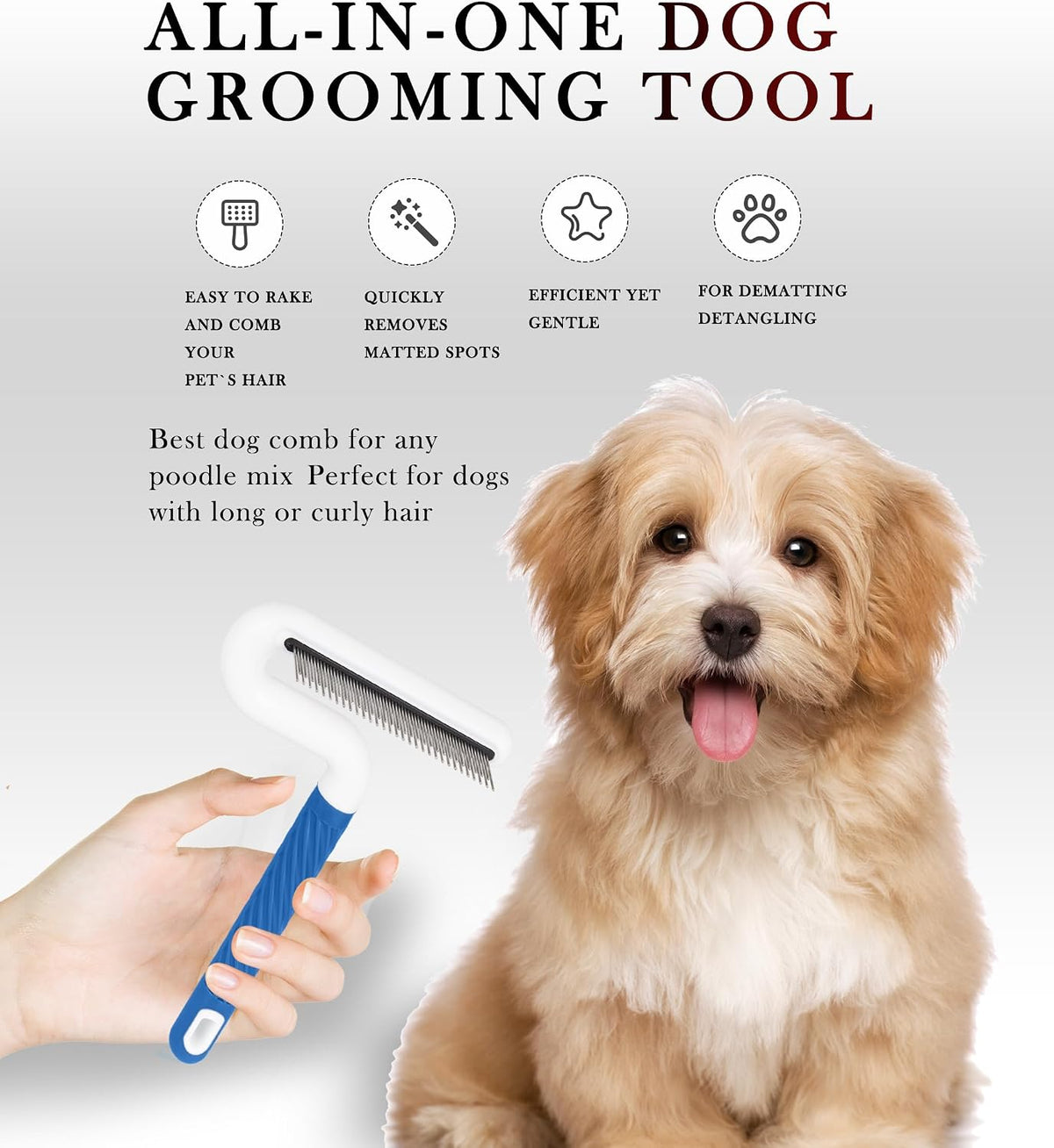 Safe rounded teeth detail on TailGurus pet flea comb