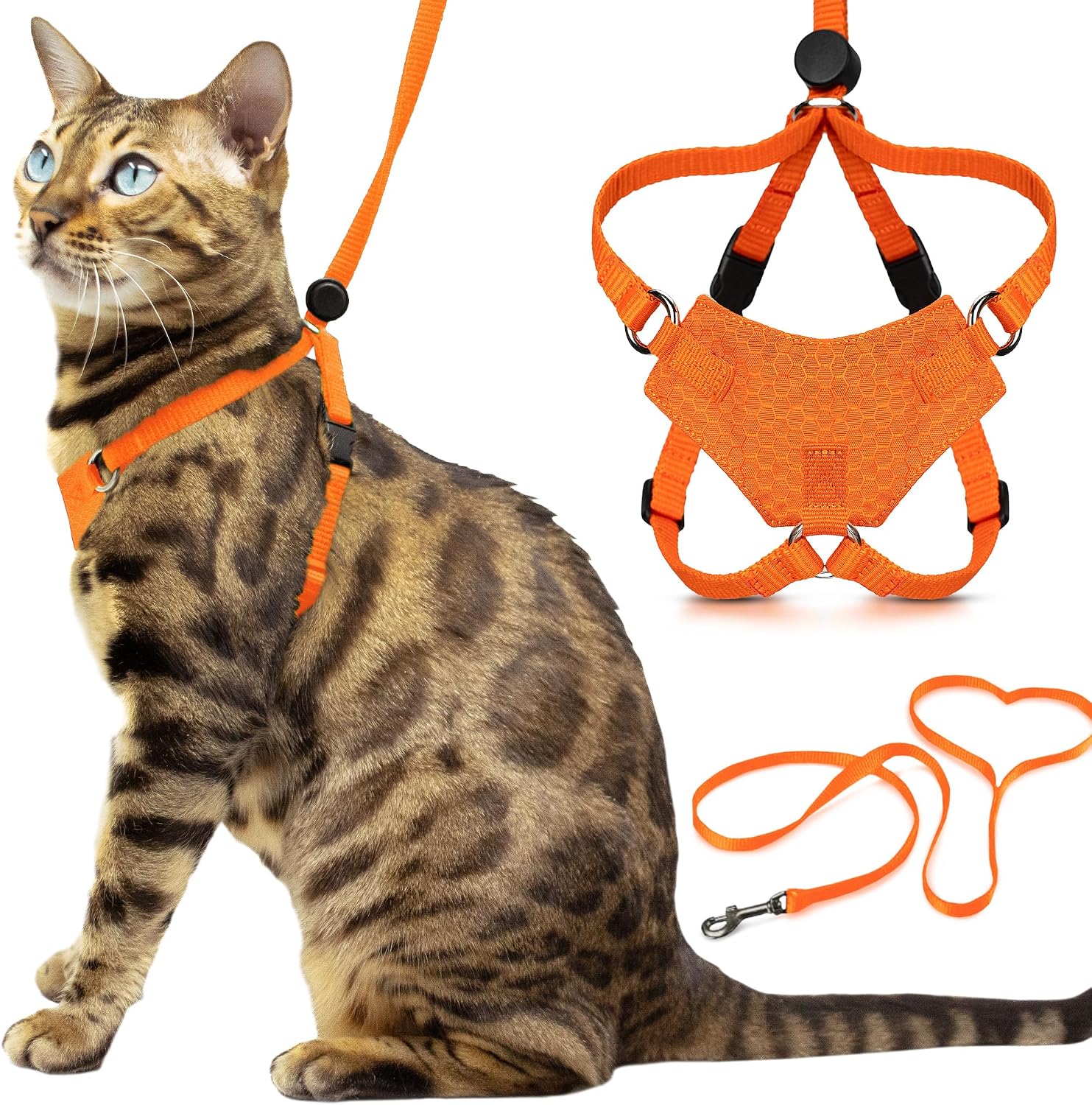Houdini(TM) Escape Proof Cat Harness and Leash Set by OutdoorBengal - Black, Medium Cat Harness for Walking - Image 10