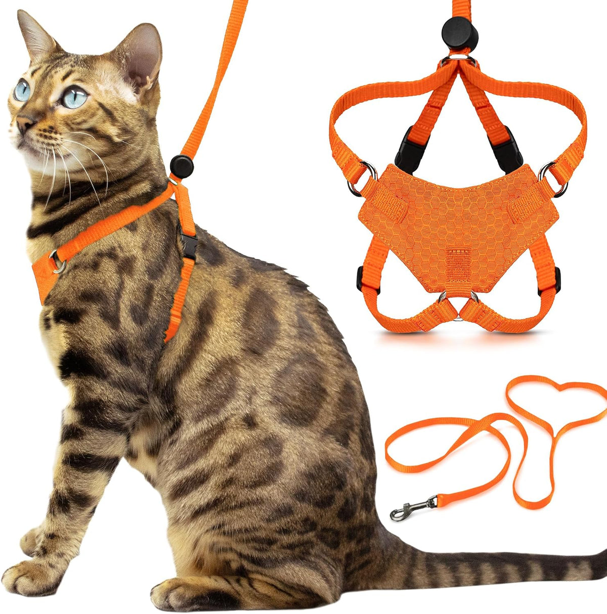 Houdini(TM) Escape Proof Cat Harness and Leash Set by OutdoorBengal - Black, Medium Cat Harness for Walking - Image 10