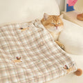 Jiupety cat blanket front view showing premium khaki faux fur texture