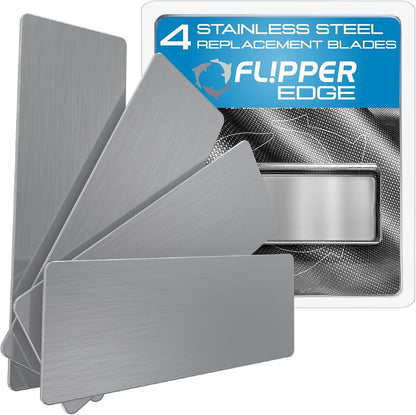 Flipper Edge Stainless Steel Replacement Blades front view retail packaging.