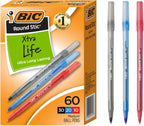 BIC Round Stic Xtra Life Ballpoint Pen with 1.0 mm Medium Point and Consistent Ink Flow, 60-Count in Blue Ink - Image 7