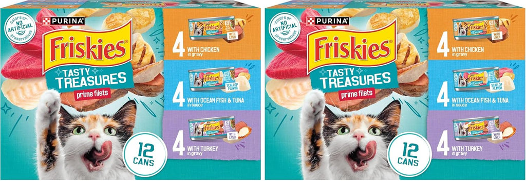 Purina Friskies Wet Cat Food Variety Pack, Tasty Treasures Prime Filets (With Ocean Fish and Tuna, With Chicken and With Turkey) - 5.5 Ounce (Pack of 12) - Image 11
