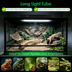 Hygger Zoo eight watt reptile lighting combo kit displaying the included desert ten point zero fluorescent tube lamp.