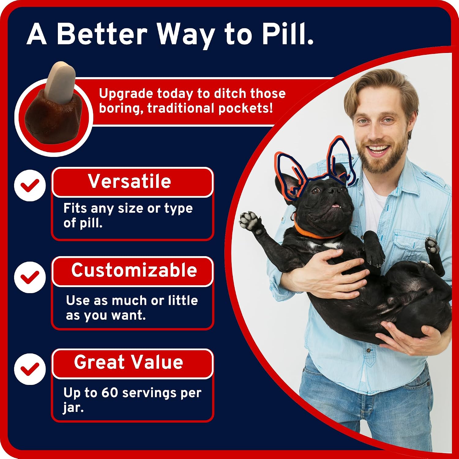 Side view of Maddie's American Pet Products pill concealing wrap