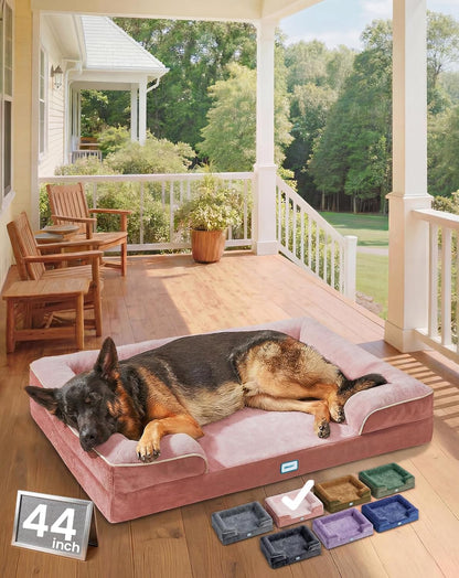 OhGeni Orthopedic Dog Bed Couch Cat Sofa for Large Sized Pets with Memory Foam, Machine-Washable Waterproof Removable Cover, Soft Comfortable Fabric, 35-inch (Gray) - Image 13