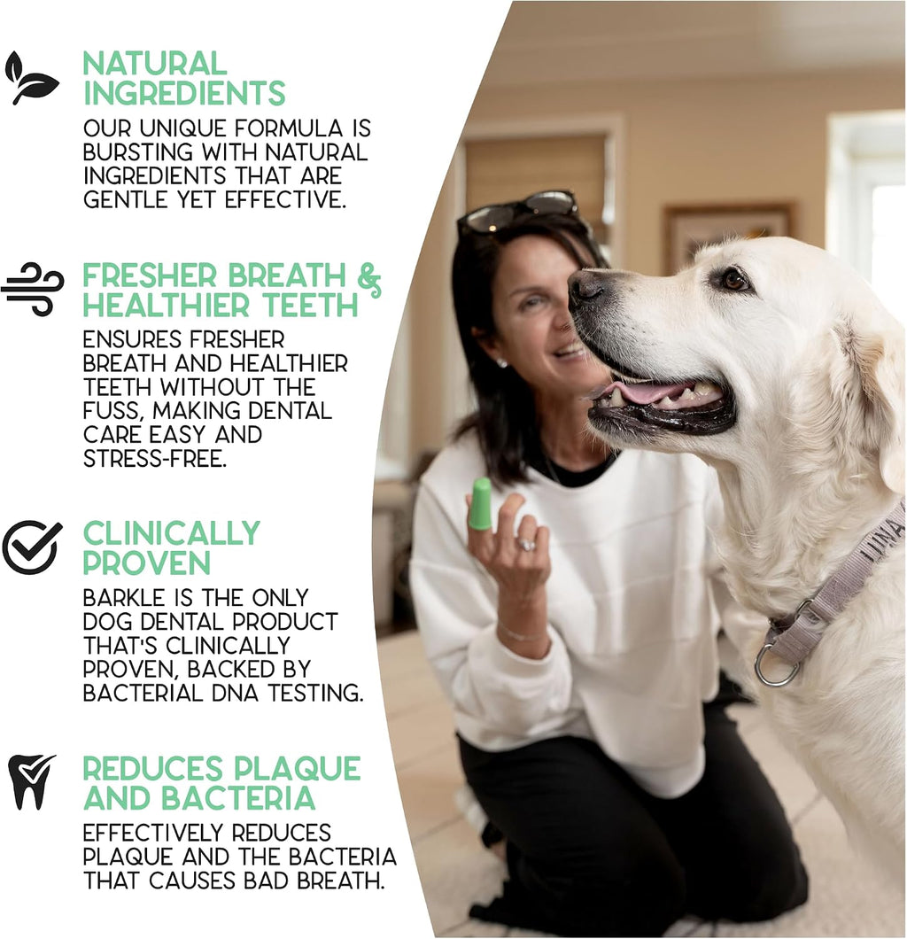 Close up of mint flavored oral gel for dog teeth