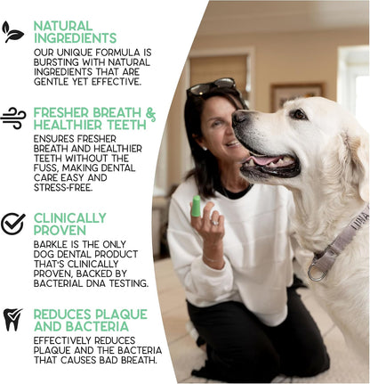 Close up of mint flavored oral gel for dog teeth