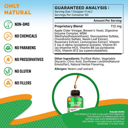 Authentic imported pet health supplement dropper bottle showing clear liquid