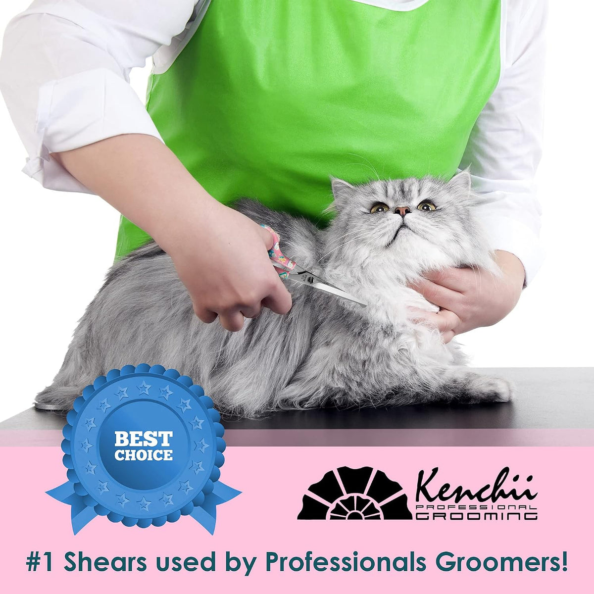 Ergonomic handle detail of Kenchii 5.5-inch pet grooming scissors