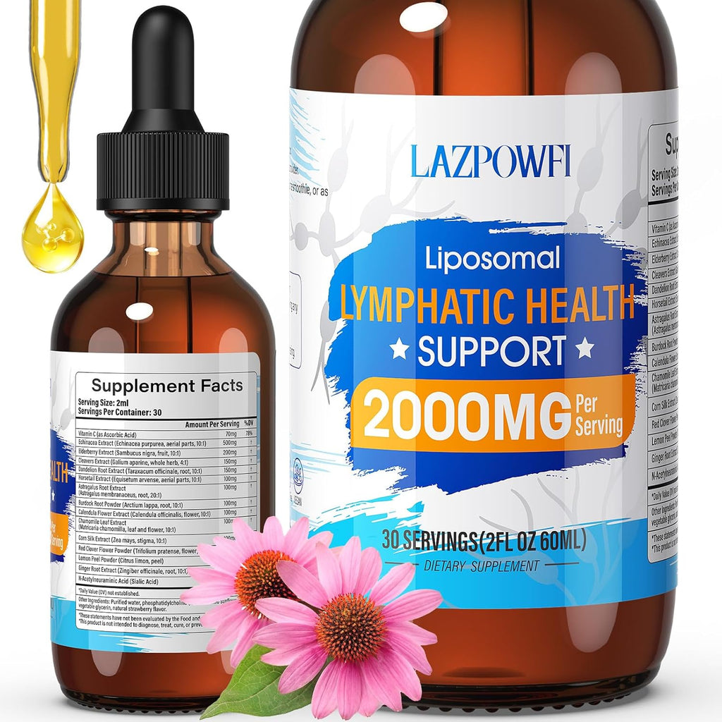 Lazpowfi Liposomal Lymphatic Drainage Drops front view bottle