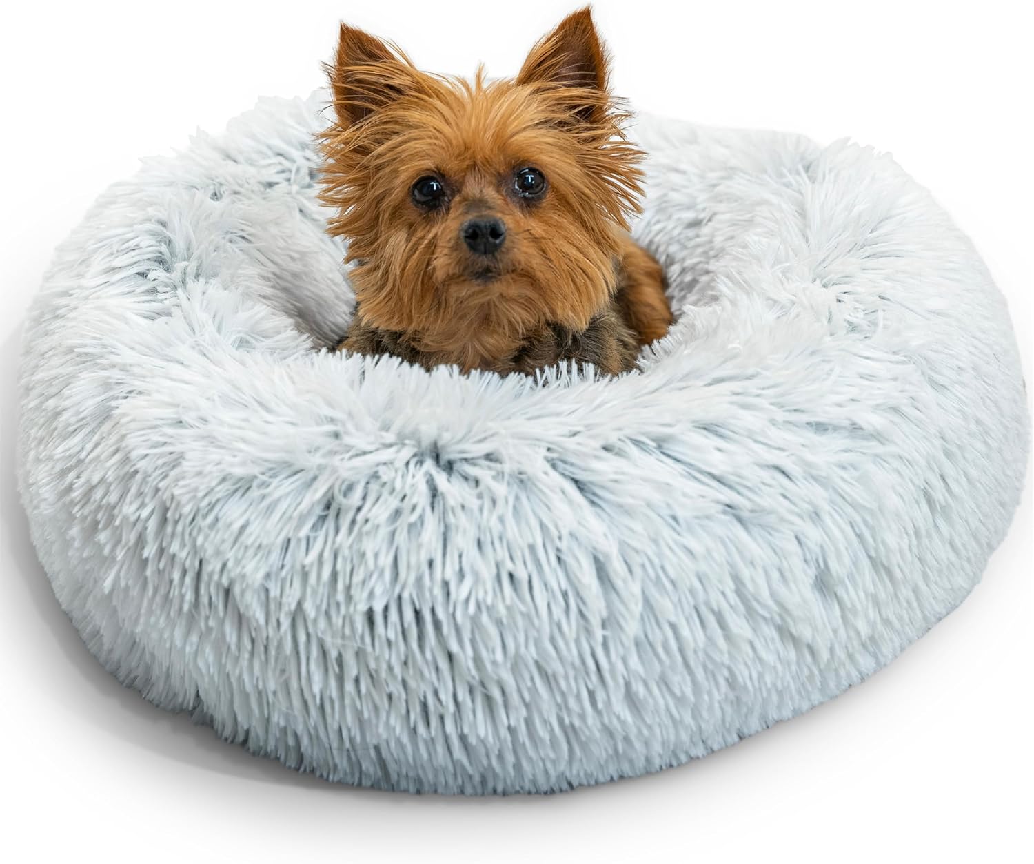 Best Friends by Sheri The Original Calming Donut Dog Bed for Small Dogs up to 25 lbs, Shag Faux Fur, Taupe, 23" x 23" - Image 12