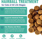 Chicken flavored hairball treatment for indoor cats showing supplement facts