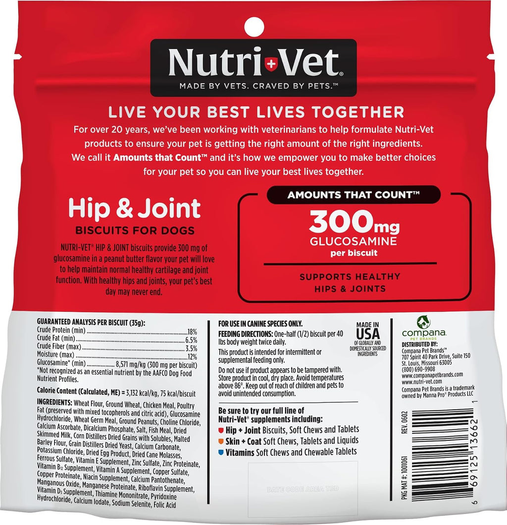 Nutri-Vet bone shaped crunchy peanut butter dog snacks