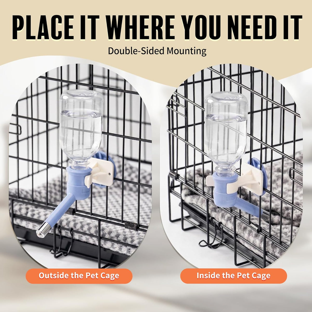 Choco Nose Patented No-Drip Dog Water Bottle/Feeder for Dogs/Cats and Other Small-Medium Sized Animals - for Cages, Crates or Wall Mount. 10.2 Oz. Mess Free Leak-Proof Nozzle 16mm, Blue (C590) - Image 9
