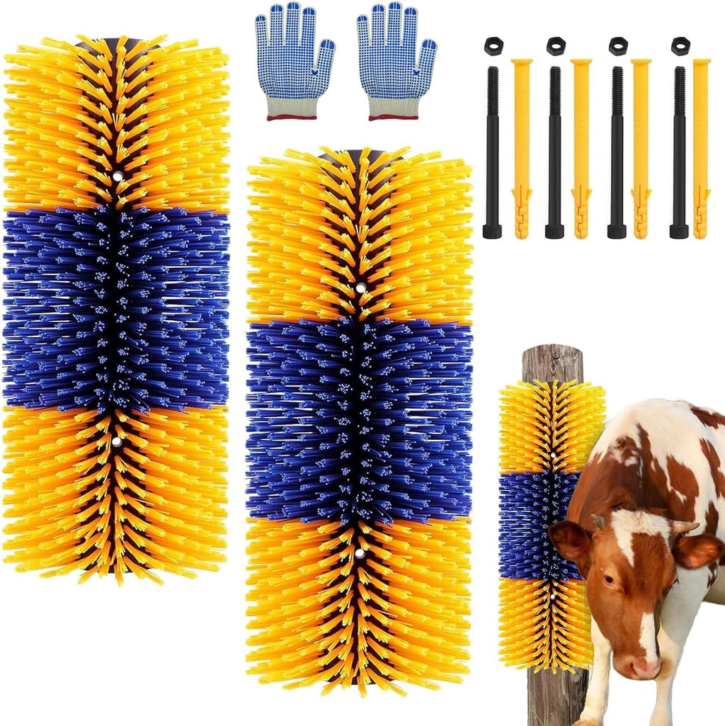 Tagysh 2PCS Livestock Scratch Brush kit front view for horses