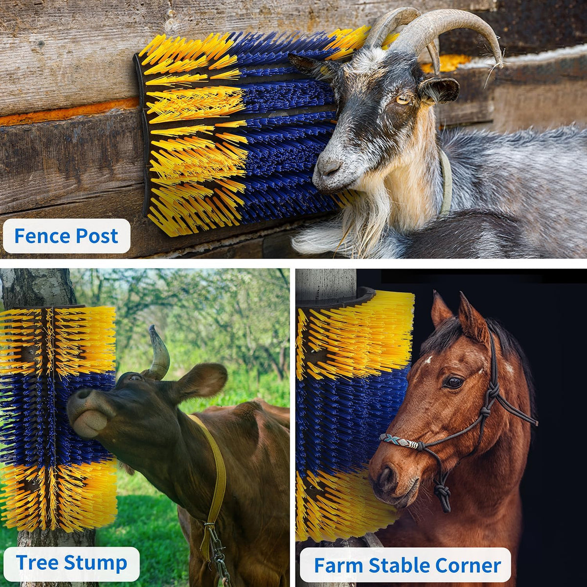 Installation hardware included with cattle scratcher set