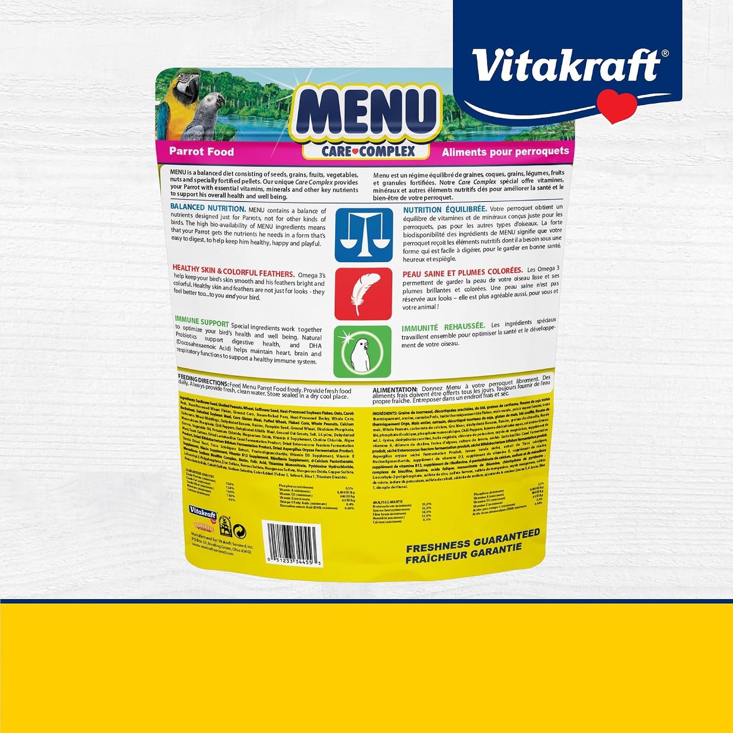 Premium Vitakraft parrot food packaging details