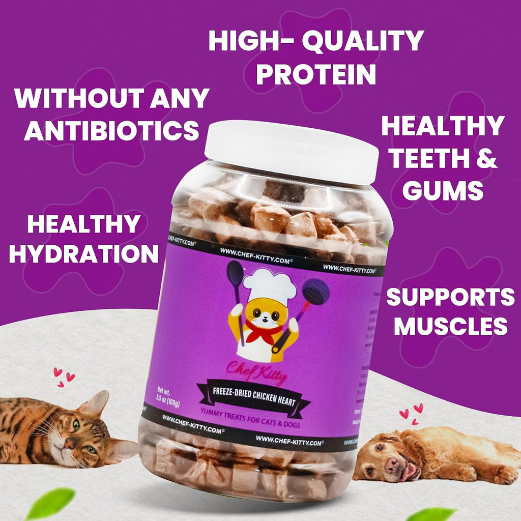 Premium grain free chicken heart treats for picky pets