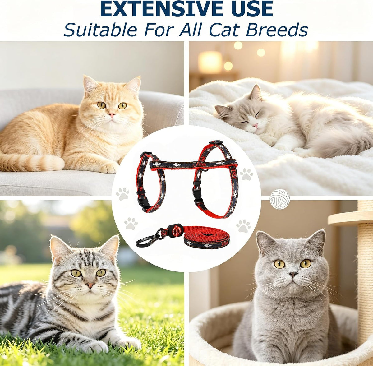 Escape proof cat harness for outdoor use