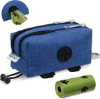 Black nylon dog walking accessory set with poop bag roll